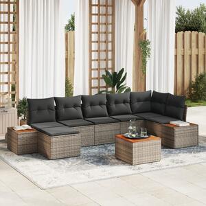 Kerti Kanapé Szett párnával tárolóval 8 pcs Szürke Polyrattan