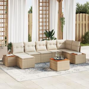 Kerti Kanapé Szett párnával 8 pcs Beige és krém Polyrattan