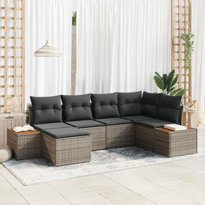 Kerti Kanapé Szett párnával tárolóval 7 pcs Szürke Polyrattan