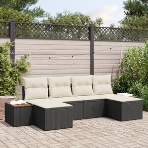 VidaXL Kerti Kanapé Szett párnával 6 pcs Fekete és Krém Poly Rattan