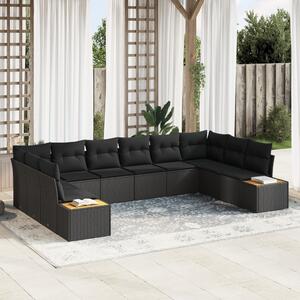 Kerti Kanapé Szett párnával tárolóval 10 pcs Fekete Polyrattan