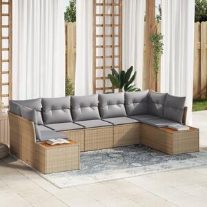 Kerti Kanapé Szett 7 pcs Beige és Világosszürke Polyrattan