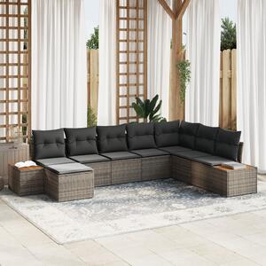VidaXL Kerti Kanapé Szett párnával tárolóval 9 pcs Szürke Polyrattan