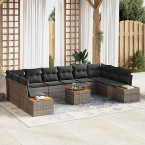 Kerti Kanapé Szett párnával tárolóval 10 pcs Szürke Polyrattan