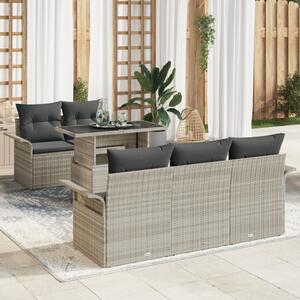 Kerti Kanapé Szett 6 db Világosszürke [Műanyag]: Poly Rattan