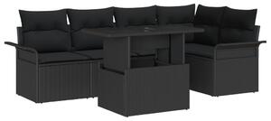 Kerti Kanapé Szett párnával tárolóval 6 pcs Fekete Poly Rattan