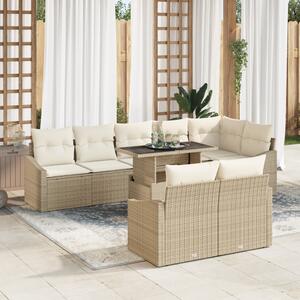 Kerti Kanapé Szett párnával tárolóval 9 pcs Beige és krém