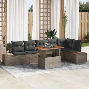 Kerti Kanapé Szett tárolóval 7 pcs Szürke Poli rattan