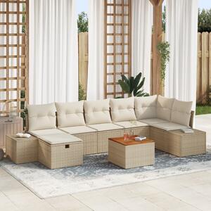 Kerti Kanapé Szett párnával tárolóval 8 pcs Bézs Poli rattan
