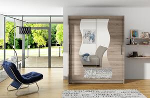 Tágas, tükörrel ellátott gardróbszekrény Solar - szélesség 150 cm, szarvasgomba