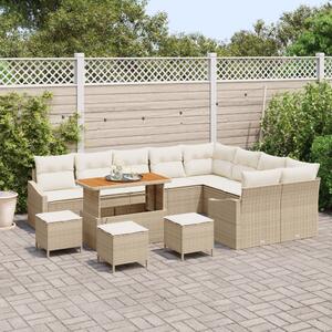 Kerti Kanapé Szett párnával tárolóval 13 pcs Bézs Poli rattan