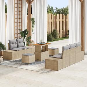 Kerti Kanapé Szett párnával tárolóval 8 pcs Bézs Poli rattan