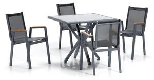 Samara kerti asztal 90x90 cm | Profil: antracit | Asztallap: üveg