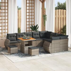Kerti Kanapé Szett párnával tárolóval 12 pcs Szürke Poly Rattan