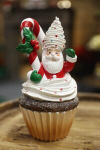 Klasszik karácsonyi dekor Mikulás, muffinban 15cm