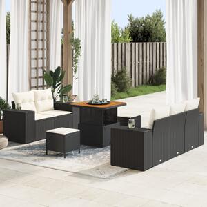 VidaXL Kerti Kanapé Szett párnával 8 pcs Fekete és Krém Poly Rattan