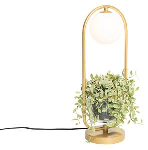 Art deco asztali lámpa arany, fehér üveggel - Isabella