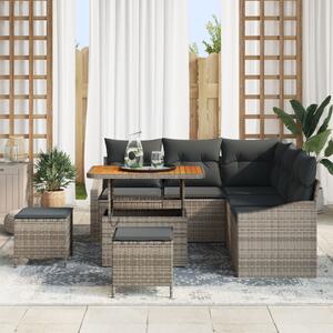 Kerti Kanapé Szett párnával tárolóval 8 pcs Szürke Poli rattan