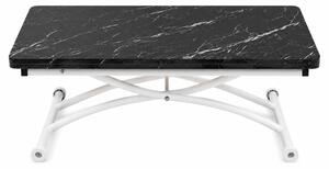 Hanah Home Dohányzóasztal Fekete márvány Fehér Mini Juppo Ext - Fekete márvány, Fehér