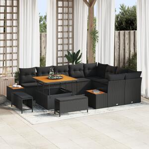 Kerti Kanapé Szett párnával tárolóval 12 pcs Fekete Poli rattan