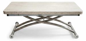 Hanah Home Coffee Table Travertine Chrome Mini Juppo Ext - Travertine, Chrome