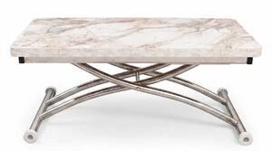 Hanah Home Mini Juppo Ext dohányzóasztal, fehér márvány, króm
