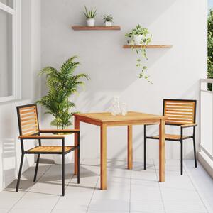 VidaXL Kert étkező szett 3 pcs Fekete Tömör Akácfa