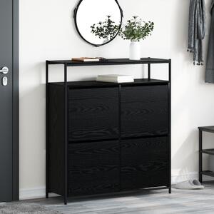 Cipőszekrény 4 Flip-Ajtóval Fekete Tölgy 100x34x112 cm