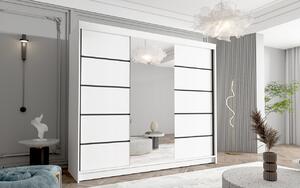 NICA háromajtósgardróbszekrény tükörrel - 250 cm széles, fehér