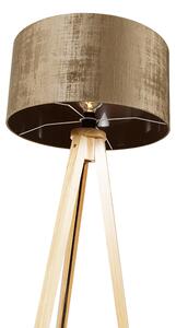 Fa állólámpa fa szövetbarna árnyalattal 50 cm - Tripod Classic