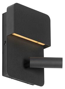 Modern fali lámpa fekete, LED-del USB-vel és olvasólámpával - Robin