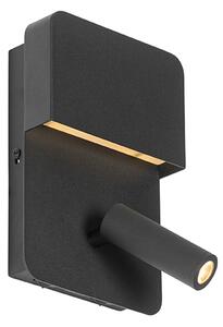 Modern fali lámpa fekete, LED-del USB-vel és olvasólámpával - Robin