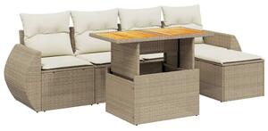 VidaXL Polyrattan Kerti Ülőgarnitúra - 6 részes - Bézs