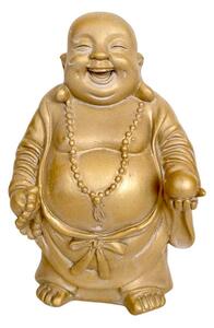 Nevető Buddha gyönggyel - Aranyszínű - 11 cm