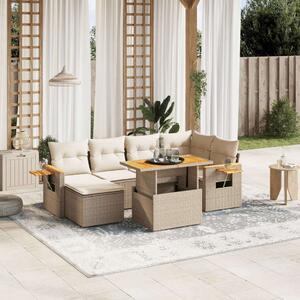 Polyrattan Kerti Ülőgarnitúra - 7 részes - Bézs