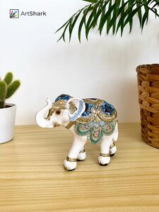 Elefánt szobor - Fehér - 9 cm