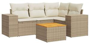 VidaXL Polyrattan Kerti Ülőgarnitúra - 5 részes - Bézs