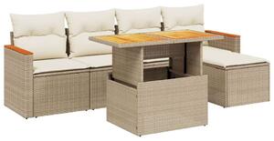 VidaXL Polyrattan Kerti Ülőgarnitúra - 6 részes - Bézs