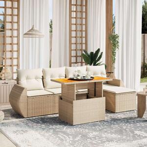 VidaXL Polyrattan Kerti Ülőgarnitúra - 6 részes - Bézs