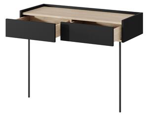 DESIN 2SZ modern sminkasztal / fésülködőasztal két fiókkal - matt fekete / nagano-tölgy