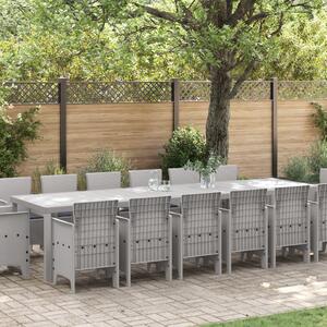 Kert étkező szett 15 pcs Világosszürke Polt rattan
