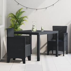 VidaXL Kert étkező szett 3 pcs Antracit Polipropilén