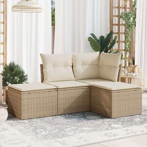 Polyrattan Kerti Ülőgarnitúra - 4 részes - Bézs