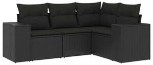VidaXL Polyrattan Kerti Ülőgarnitúra - 4 részes - Fekete