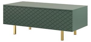 Scalia II 120 2K dohányzóasztal fiókkal - matt sötétzöld / arany lábak