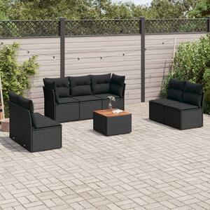 VidaXL Polyrattan Kerti Ülőgarnitúra - 8 részes - Fekete