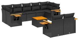 VidaXL Polyrattan Kerti Ülőgarnitúra - 10 részes - Fekete