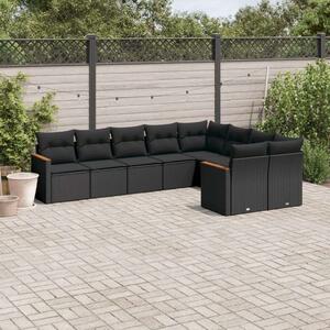 Polyrattan Kerti Ülőgarnitúra - 9 részes - Fekete