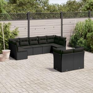 VidaXL Polyrattan Kerti Ülőgarnitúra - 9 részes - Fekete
