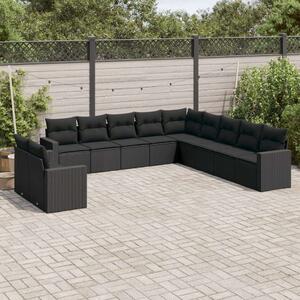 VidaXL Polyrattan Kerti Ülőgarnitúra - 11 részes - Fekete